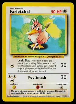 Pokemon Card Farfetch'd 27/102 Base Set Unlimited Uncommon - Image 1