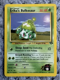 Erika's Bulbasaur 39/132 Unlimited Gym Challenge Vintage WOTC Pokemon Card LP+ - Image 1