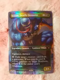 MTG Venom, Deadly Devourer (Borderless Foil) Marvel's Spider-Man Scene Box MAGIC - Image 1