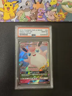 Pokemon 2019 SM Hidden Fates WIGGLYTUFF GX #42 PSA 10 Gem Mint RARE - Image 1