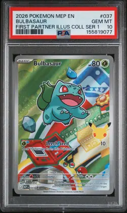 2026 POKEMON FIRST PARTNER ILLUSTRATION COLLECTION PROMO #037 BULBASAUR PSA 10 - Image 1
