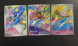 Pokemon TCG First Partner Illustration Series 1 Rowlet Litten Popplio - Image 1