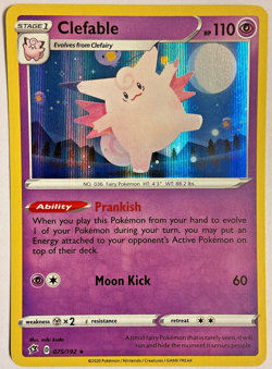 Clefable Holo Rare 75/192 Rebel Clash M/NM Pokemon TCG - Image 1