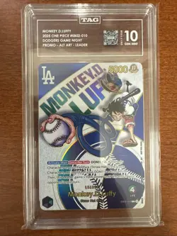 Monkey D. Luffy Dodgers x One Piece Card TAG 10 Gem Mint - Image 1