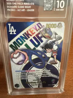 Monkey D. Luffy Dodgers x One Piece Card TAG 10 Gem Mint - Image 4