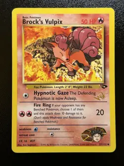 BROCK'S VULPIX W Stamp Pokemon Card - WOTC Promo - Gym Challenge - 37/132 MP (A) - Image 1