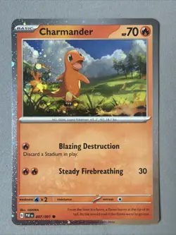 Pokemon TCG * SV Paldean Fates * 7/91 Charmander COMOS HOLO Common * FRESH PK - Image 1