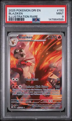 2025 POKEMON DRI EN-DESTINED RIVALS ILLUSTRATION RARE #192 BLAZIKEN PSA 9 - Image 1