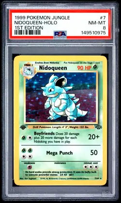 1999 POKEMON JUNGLE 1ST EDITION #7 NIDOQUEEN-HOLO PSA 8 - Image 1