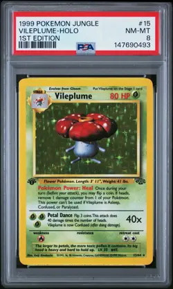 1999 POKEMON JUNGLE 1ST EDITION #15 VILEPLUME-HOLO PSA 8 - Image 1
