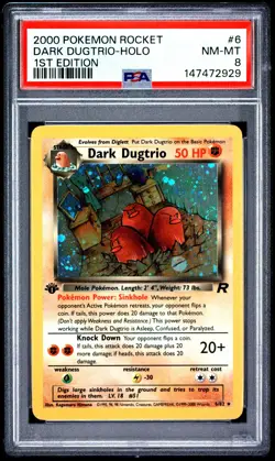 2000 POKEMON ROCKET 1ST EDITION #6 DARK DUGTRIO-HOLO PSA 8 - Image 1