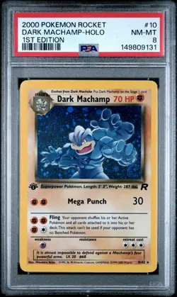 2000 POKEMON ROCKET 1ST EDITION #10 DARK MACHAMP-HOLO PSA 8 - Image 1