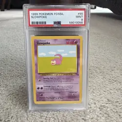 1999 POKEMON FOSSIL #55 SLOWPOKE PSA 9 - Image 1