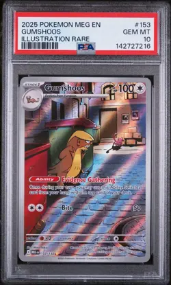 GUMSHOOS ~ 2025 POKEMON MEG EN-MEGA EVOLUTION ILLUSTRATION RARE #153 ~ PSA 10 - Image 1