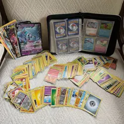 250+ Pokemon Cards Lot + Binder - No Holos or Rares taken - Image 1