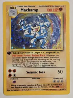 Pokemon TCG Machamp Base Set 1st Edition Card #8 - MP - Image 1