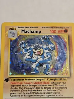 Pokemon TCG Machamp Base Set 1st Edition Card #8 - MP - Image 3