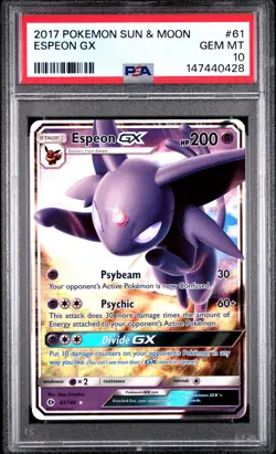 2017 POKEMON SUN & MOON #61 ESPEON GX PSA 10 - Image 1