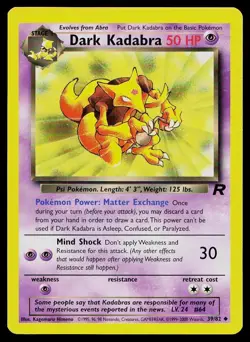 Pokemon Card Team Rocket Dark Kadabra 39/82 Uncommon - Image 1