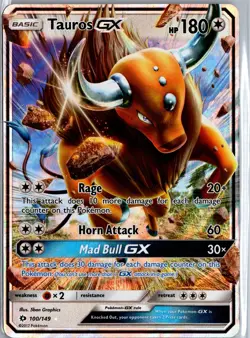 Tauros GX - 100/149 - Sun & Moon Pokemon Card LP - Image 1