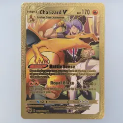 Pokemon Charizard V 170hp Gold Foil Fan Art Collector Card TCG - Image 1