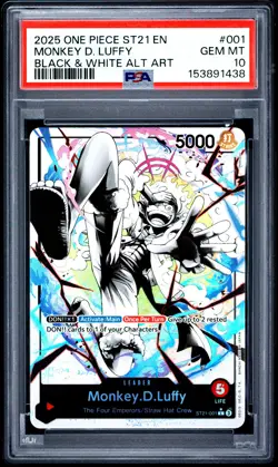 One Piece PSA 10 Monkey D. Luffy 001 Black & White Alternate Art 2025 - Image 1