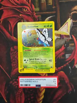 SWIRL Butterfree 5/165 Expedition E Series 2002 Pokemon Holo PSA 5 LP - Image 1