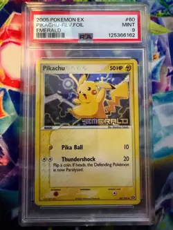 2005 POKEMON EX EMERALD #60 PIKACHU-REVERSE FOIL PSA 9 MINT VERY LOW POP - Image 1