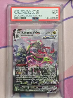 2021 Pokemon SWSH #218 FA/Rayquaza VMAX Evolving Skies-Secret PSA9 - Image 1
