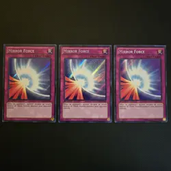 Yugioh Mirror Force x3 (LCJW-EN130) Secret Rare 1st Edition NM/M - Image 1