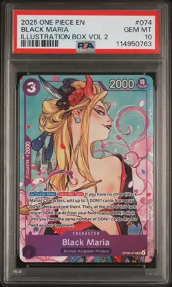 2025 ONE PIECE PROMOS ILLUSTRATION BOX VOL.2 #074 BLACK MARIA PSA 10 - Image 1