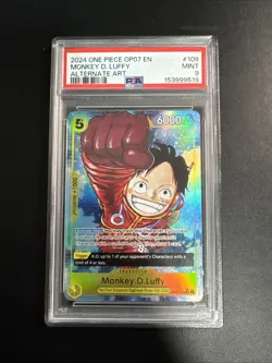 One Piece 2024 Monkey D. Luffy OP07-109 Alternate Art SR OP07 MINT PSA 9 - Image 2
