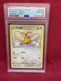 Pokemon Swablu Shiny Hidden Fates SV42 Graded Card PSA 10 Sun and Moon - Image 1