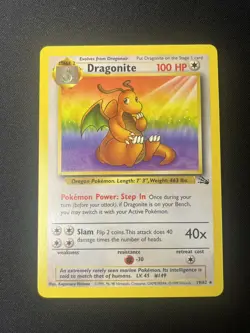 Pokemon TCG Dragonite Fossil Card 19/62 Unlimited Non-Holo Rare - Image 3