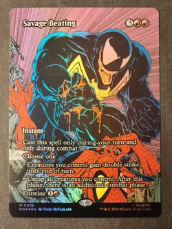 Savage Beating (Borderless) #26 Foil (NM) Marvel Universe Eternal-Legal MTG - Image 1