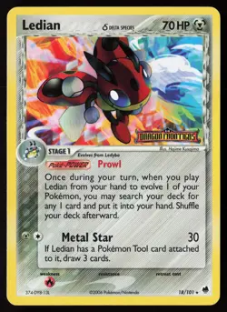 2006 Pokemon Dragon Frontiers Ledian Delta Species 18/101 NM Reverse Stamp Holo - Image 1