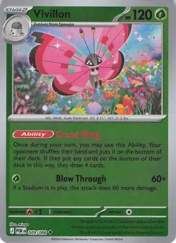 2026 POKEMON PERFECT ORDER VIVILLON REVERSE HOLO NM # 009/088 - Image 1