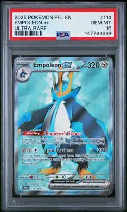2025 POKEMON PFL EN-PHANTASMAL FLAMES ULTRA RARE #114 EMPOLEON EX PSA 10 - Image 1