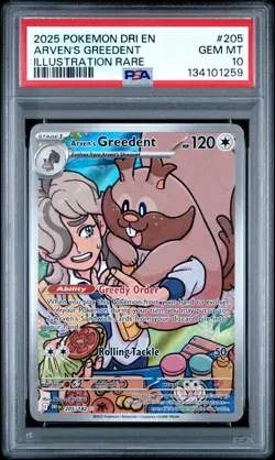 2025 POKEMON DRI EN-DESTINED RIVALS ILLUSTRATION RARE ARVEN'S GREEDENT PSA 10 - Image 1