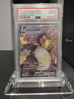 Pokemon PSA 10 GEM MINT 2021 Charizard Vmax #SV107 Shining Fates Full Art Card - Image 3