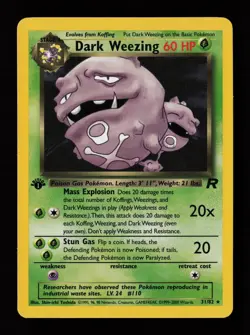 Dark Weezing 31/82 1st Edition Non Holo Rare Team Rocket Pokemon Cards - Image 1