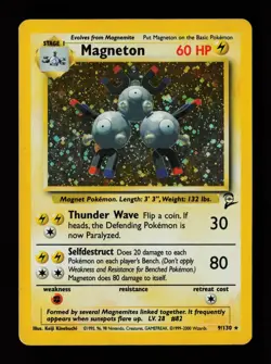 Magneton 9/130 Holo Rare Base Set 2 Heavily Played Pokemon Card - Image 1