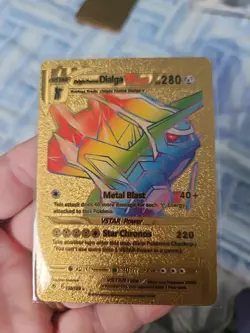 Dialga VStar Rainbow Gold Foil Fan Art Vinyl Collector Pokemon Card - Image 1