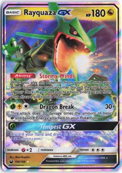 Rayquaza GX 109/168 Holo GX Rare Celestial Storm Pokemon NM - Image 1