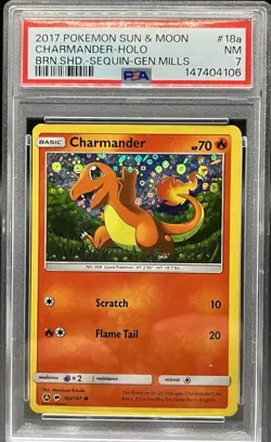 2017 POKEMON SUN & MOON BURNING SHADOWS | SEQUIN A ALTERNATE CHARMANDER-HOLO 18a - Image 1
