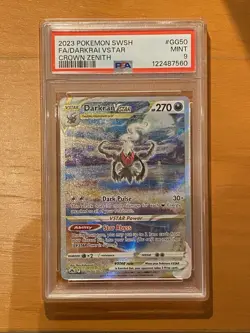 2023 POKEMON SWORD & SHIELD CROWN ZENITH #GG50 FULL ART/DARKRAI VSTAR PSA 9 - Image 1