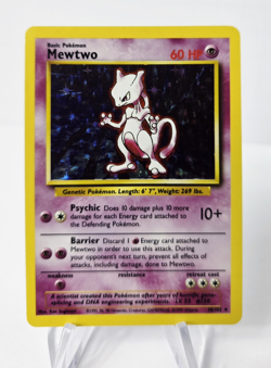 Pokemon Mewtwo 10/102 Base Set Holo Rare 60 HP English 1999 Unlimited - Image 1