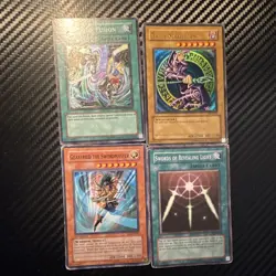 Yu-Gi-Oh! TCG LOB 1st Edition 4-Card Lot Dark Magician Fusion Gearfried Swords - Image 1
