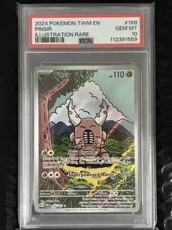 2024 POKEMON TWM EN-TWILIGHT MASQUERADE ILLUSTRATION RARE #168 PINSIR PSA 10 - Image 1