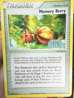 Pokemon Memory Berry EX Crystal Guardians 80/100 Trainer Tool ENG 2006 - Image 1